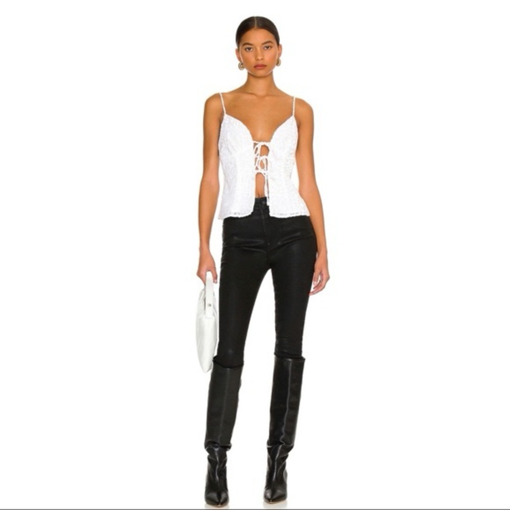 REVOLVE White Lace-Up Camisole - Picture 4 of 8